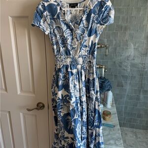 Cynthia Rowley Blue and White Floral Midi Dress